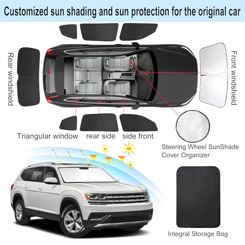 Window Shades for Volkswagen VW Atlas 2018 (8 Count)
