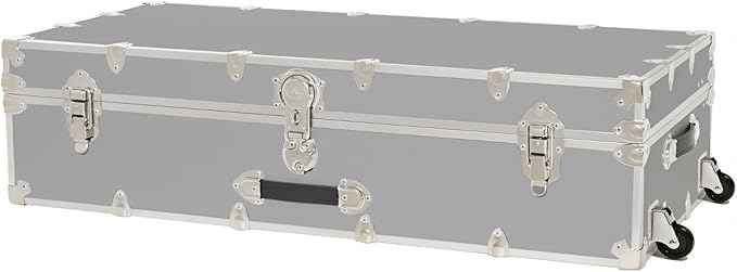 Rhino Trunk & Case Trundle Home Storage & College Trunk With Wheels - 44”x20”x12” - 1500+ lbs Capacity. USA Made Secure Under-Dorm Bed Footlocker for Clothes and Food, and Underbed Shoe Storage Box