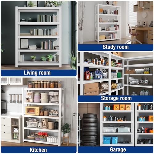5 Tier White Shelving with Board