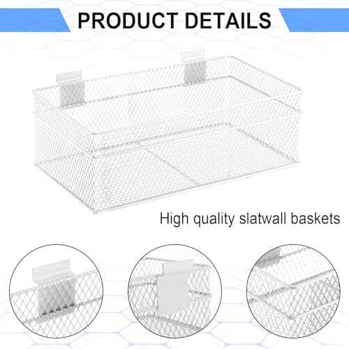 4 Pcs Slatwall Basket Set Ventilated Metal Slatwall Basket Hanging Wire Bins Wall Mounted Accessories for Panel Garage Storage Display Organizing (4 Count)