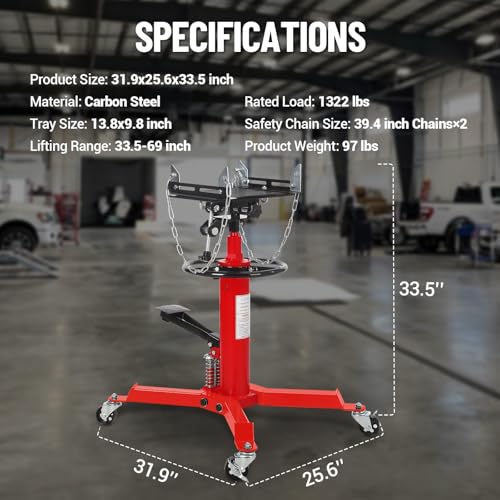 Dual Plunger Hydraulic Transmission Jack 1322lbs Capacity