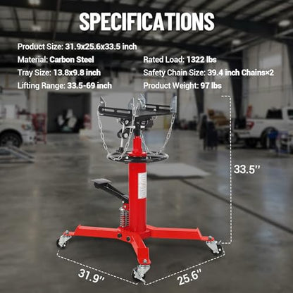 Transmission Jack with 2 Stage Hydraulic Ram