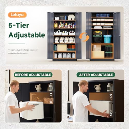 Metal Storage Cabinet with Lock Door and 5 Shelves