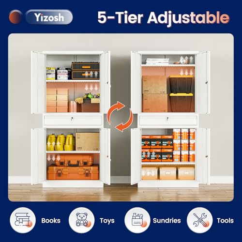 Metal Garage Storage Cabinet with Locking Doors and Adjustable Shelves
