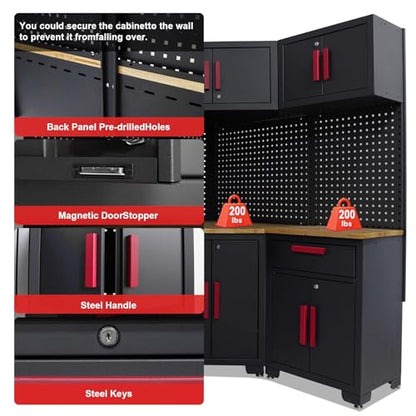 10Pcs Corner Garage Cabinets Storage System