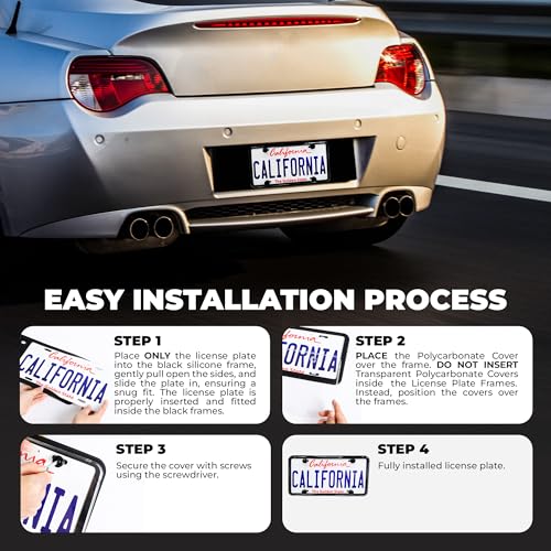 Black Silicone License Plate Frames 2 Pack