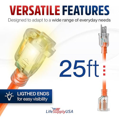 25ft Outdoor Indoor Extension Cord 16
