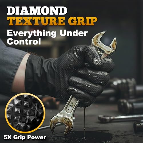 Heavy Duty Black Industrial Nitrile Gloves (50 Count)