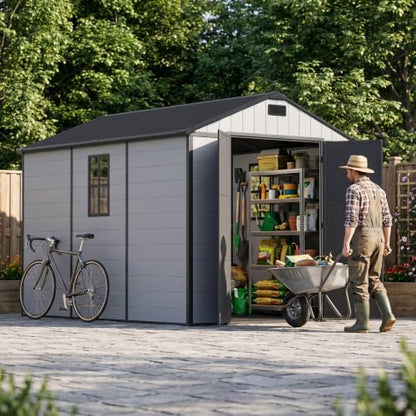 8x10 FT Resin Outdoor Storage Shed with Floor