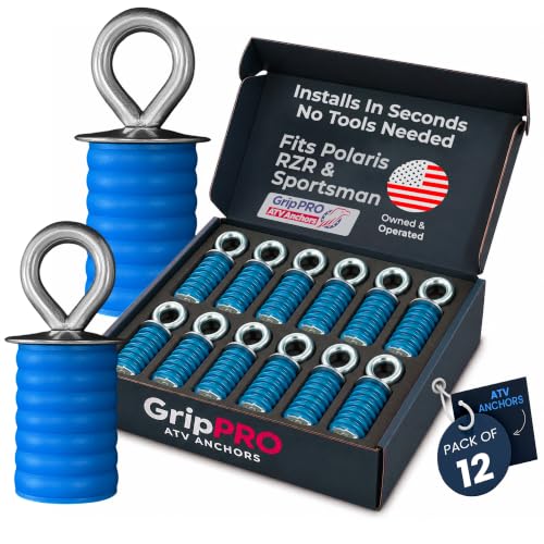 GripPRO ATV Anchors 12 Pack Fits Polaris Lock & Ride Bed Holes on RZR (12 Count)