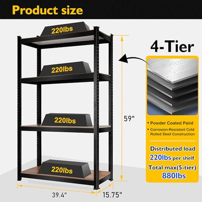 39.4" W x 15.75" D x 59" H Metal Shelving Unit Dual Color
