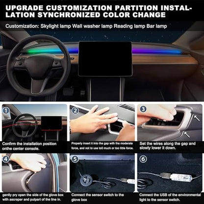 Dreamcolor Acrylic Interior Car LED Strip Light with Motion Sensor Switch