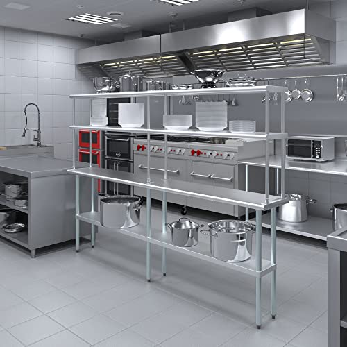 Stainless Steel Work Table Double Tier Overshelf