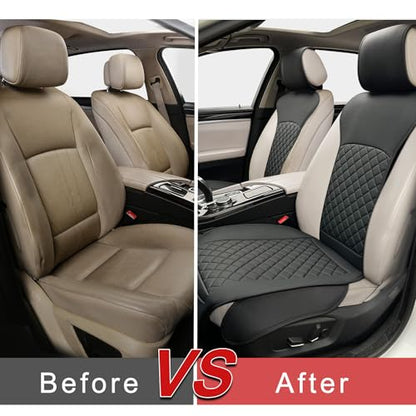 2 Pack Leather Front Car Seat Covers with Side Wrap Black (2 Count)