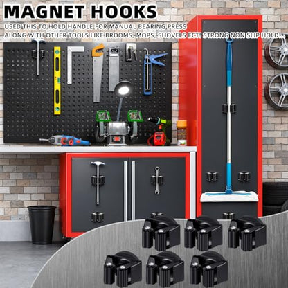 6 Pcs Magnetic Broom Holder Wall Mounted Anti Slip Rack (6 Count)