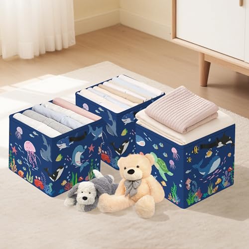 11.8" Ocean Animal Storage Basket Set of 3 for Kid Toy Clothes Bin (3 Count)