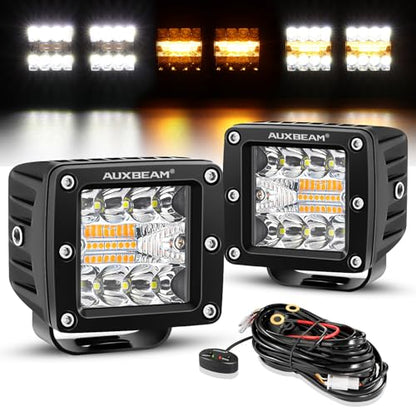 3 Inch LED Pod 6 Modes Amber White 72W Combo Beam Offroad Light Bar (2 Count)