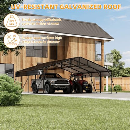 20' x 20' x 8.5' Heavy Duty Metal Carport with Galvanized Steel Roof