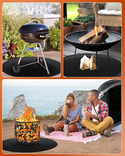 48" Round Fireproof Grill Mat for Deck & Patio