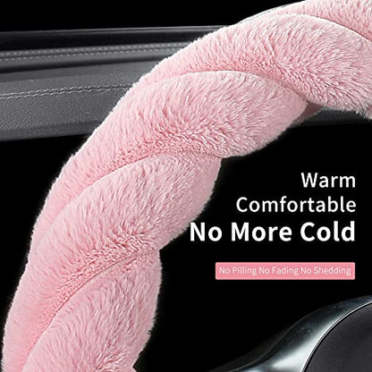 Luxury Fluffy Winter Car Steering Wheel Cover for Women Soft Warm Plush Cute Auto Accessories for Vehicle