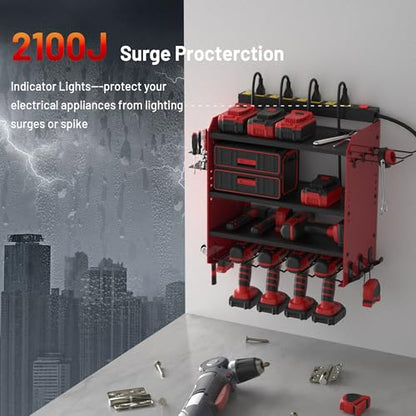 Power Tool Organizer Wall Mount with Charging Station