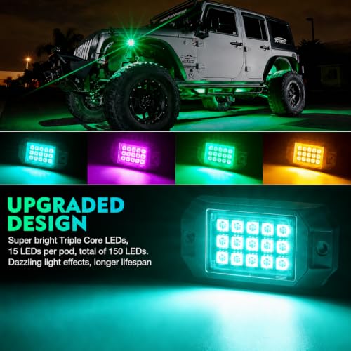 Bluetooth Rock Lights Multicolor Neon Accent Lights Underglow Kits (6 Count)