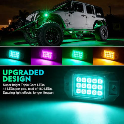 Bluetooth Rock Lights Multicolor Neon Accent Lights Underglow Kits (6 Count)