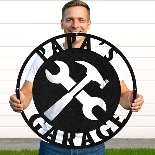 Custom Garage Workshop Metal Sign Personalized Tool Name Wall Art for Car Truck Mechanic Shop Decor Durable Steel Sign for Dad Husband Men’s Auto Workspace or Fence
