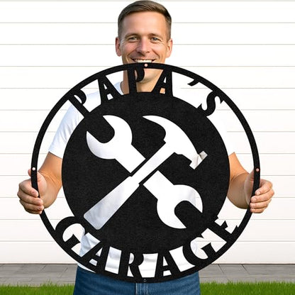 Custom Garage Workshop Metal Sign Personalized Tool Name Wall Art for Car Truck Mechanic Shop Decor Durable Steel Sign for Dad Husband Men’s Auto Workspace or Fence
