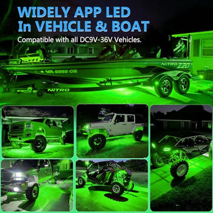 108 High Power LEDs per Pod 4Pods Pure Green Rock Lights Ultra