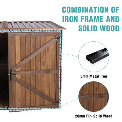 Outdoor Storage Shed 4.2x2.2FT with Metal Frame & Fir Wood