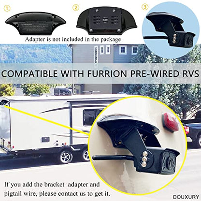 Wireless RV Backup Camera for Trailer Truck Camper Digital Rear Side View Cameras & HD 1080P 4 Splits 7" DVR Screen with Adapter for Furrion Pre