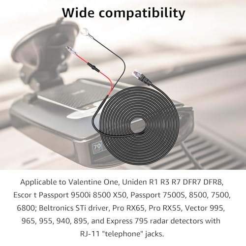RJ11 Radar Detector Hardwire Kit for Uniden R1 R3 R7 R8 R8W DFR7