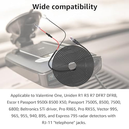 RJ11 Radar Detector Hardwire Kit for Uniden R1 R3 R7 R8 R8W DFR7