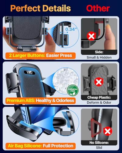 True Upgrade for Safety] YRU Car Phone Holder Mount [Patent & Military