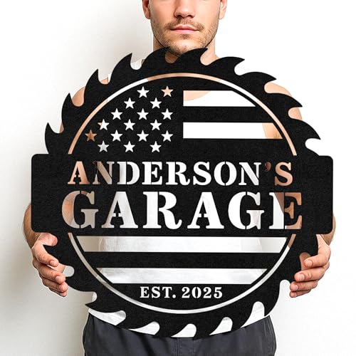 Custom Garage Workshop Metal Sign Personalized Tool Name Wall Art for Car Truck Mechanic Shop Decor Durable Steel Sign for Dad Husband Men’s Auto Workspace or Fence