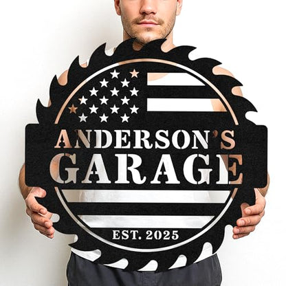 Custom Garage Workshop Metal Sign Personalized Tool Name Wall Art for Car Truck Mechanic Shop Decor Durable Steel Sign for Dad Husband Men’s Auto Workspace or Fence