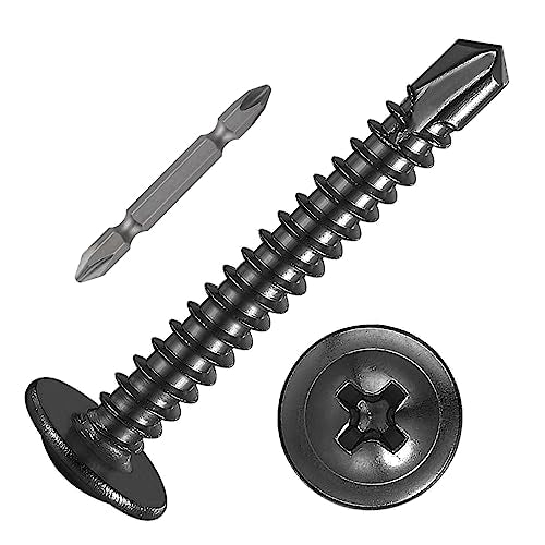 150Pcs)#8×1-1/4” for Sheet Metal Self-Tapping Screws 410 Black Stainless Steel Truss Head High-Strength Quick Tapping