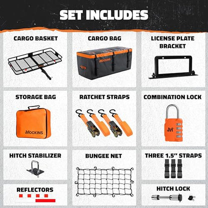500 Lb Capacity Steel Trailer Hitch Cargo Carrier for 2" Receivers