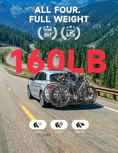 Young 4 Bike Rack Hitch Mount Platform Style Carrier for Cars Trucks SUVs Minivans with 2" Hitch Receiver (4 Count)
