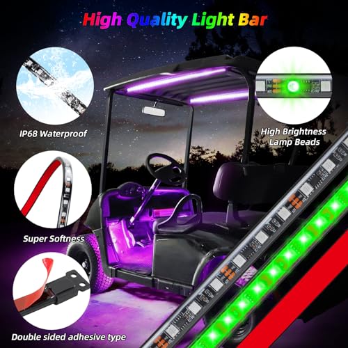 Golf Cart Underglow LED Strip Lights Accent Neon Lighting Kit w