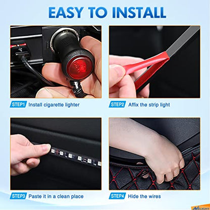 RGB LED Car Interior Stripe Light with APP Control Multicolor Music Sync Mode Waterproof Car Under