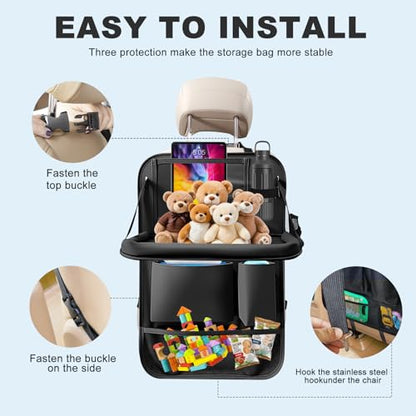2Pack Car Backseat Organizer with Foldable Table Tray (2 Count)