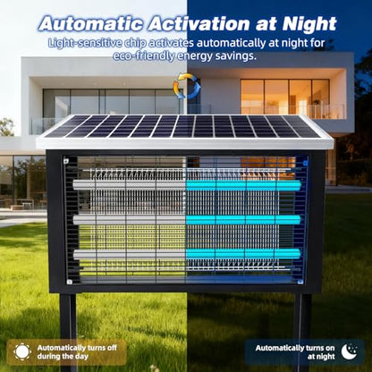 Heavy Duty Solar Bug Zapper for 8000 sq.ft with 30W Solar Panel