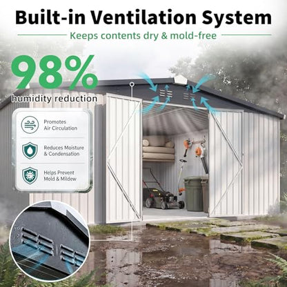 12' x 14' Waterproof Metal Outdoor Storage Shed