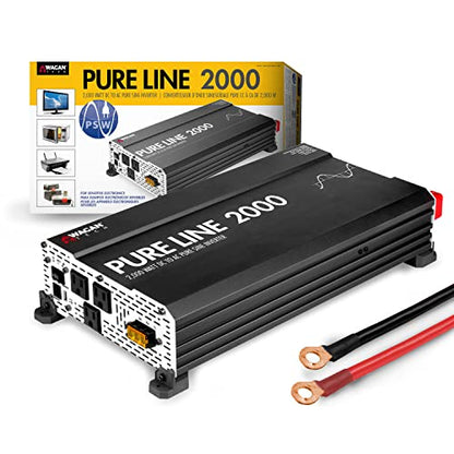 EL3808 Pure Line Power Inverter 2000 Watt DC 12V to 110V AC Car Pure Sine Wave Power Inverter for Home RV Camping Van Life Off Grid ETL Certified