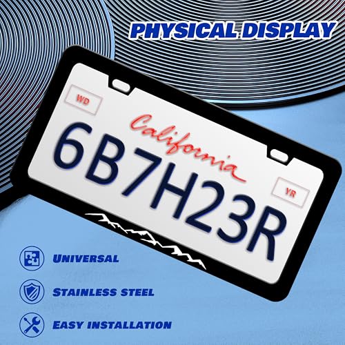 Black White Mountains License Plate Frame Stainless Steel 6x12 Inch 2