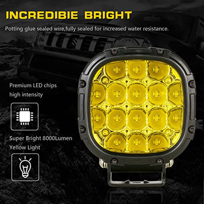 4 Inch Pair 160W 18800LM Amber Fog Lights Offroad Light Pods (2 Count)