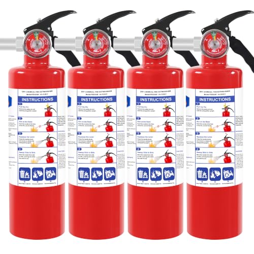 4 Pack ABC Dry Chemical Fire Extinguishers with Mount (4 Count)
