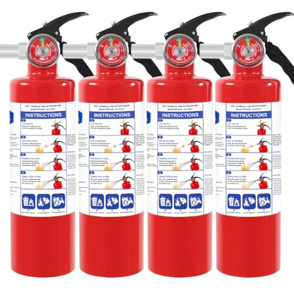 4 Pack ABC Dry Chemical Fire Extinguishers with Mount (4 Count)